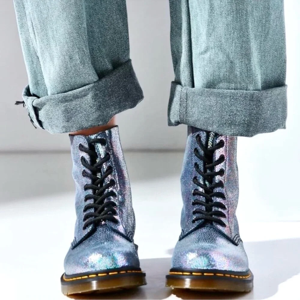 Dr. Martens 1460 Pascal Sparkle Iridescent Metallic Sheen Lace Up Boots Size 7 - Picture 4 of 14